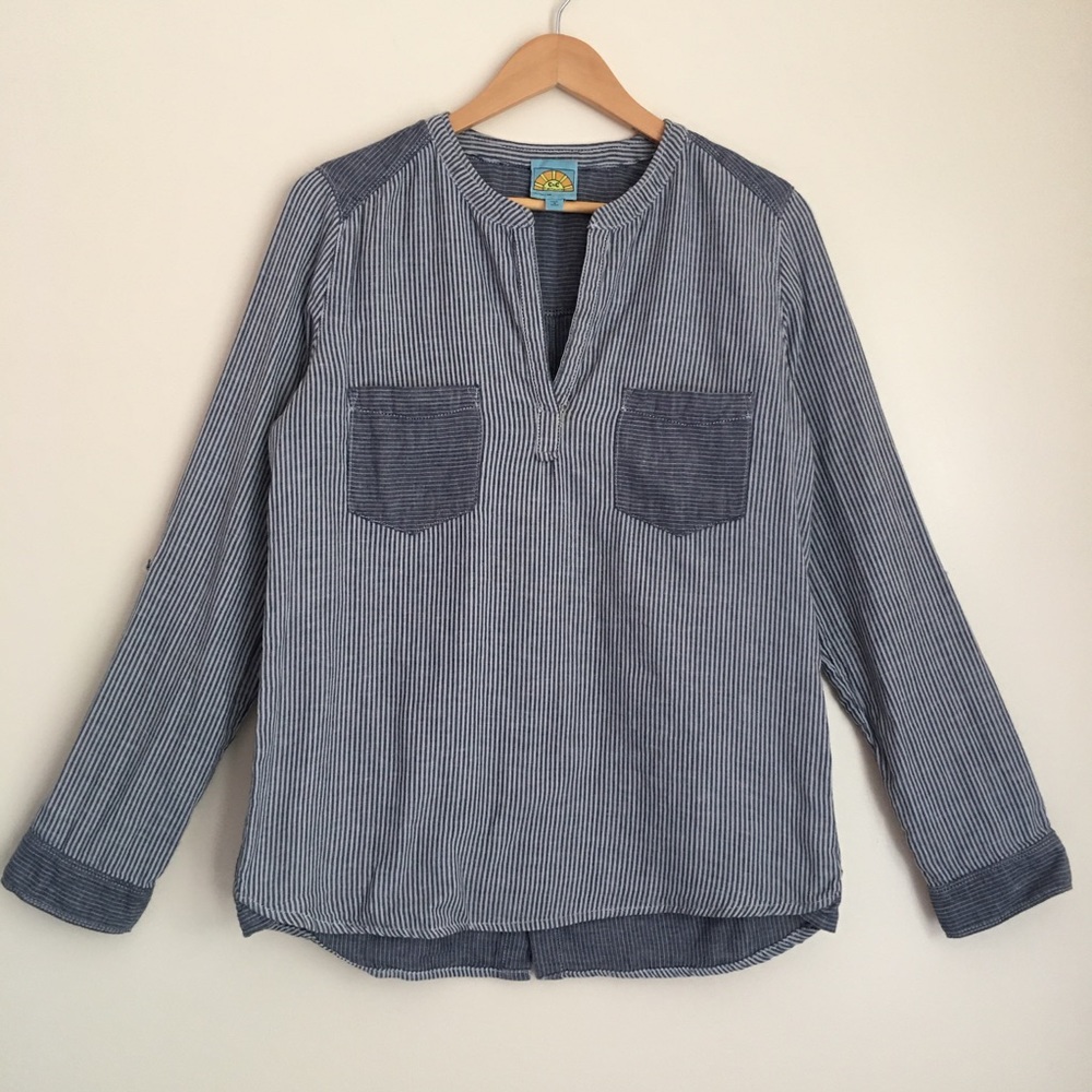C&C California Striped Chambray Button Back Shirt